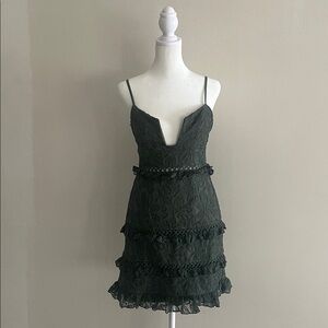 Elegant green Lace Mini Dress
